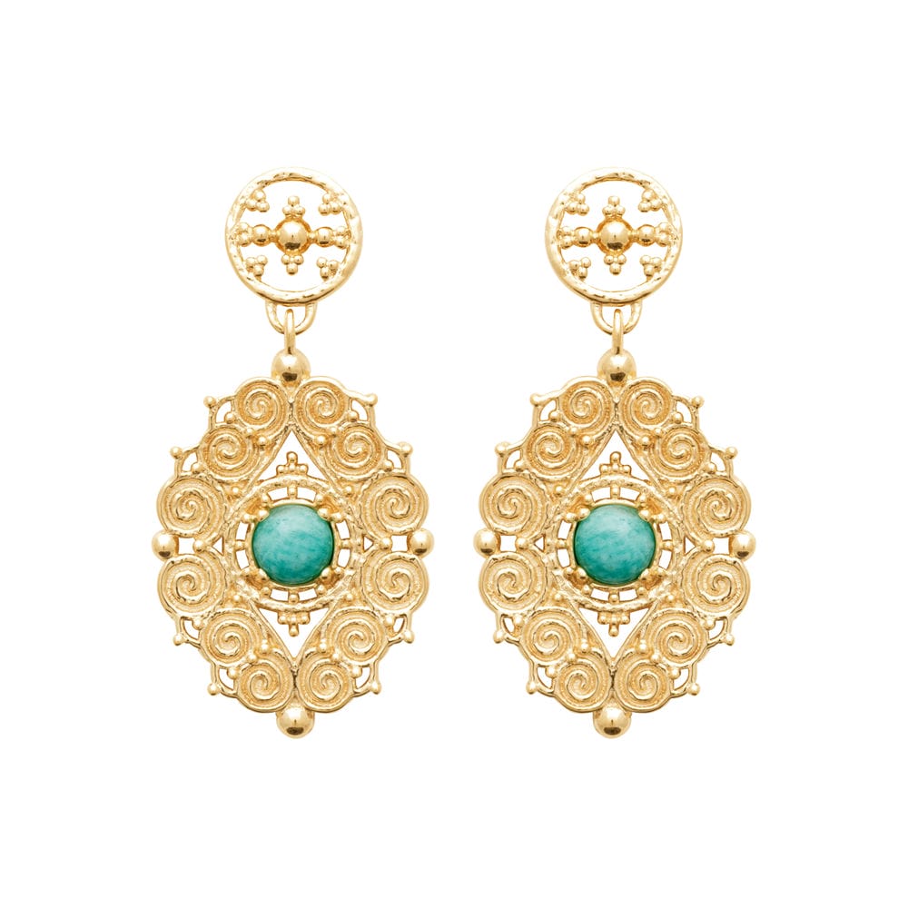 Boucles d'oreilles pendantes Bibiane en plaqué or