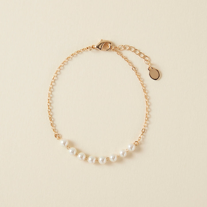 Bracelet chaîne & segment de Perles d'imitation en plaqué or