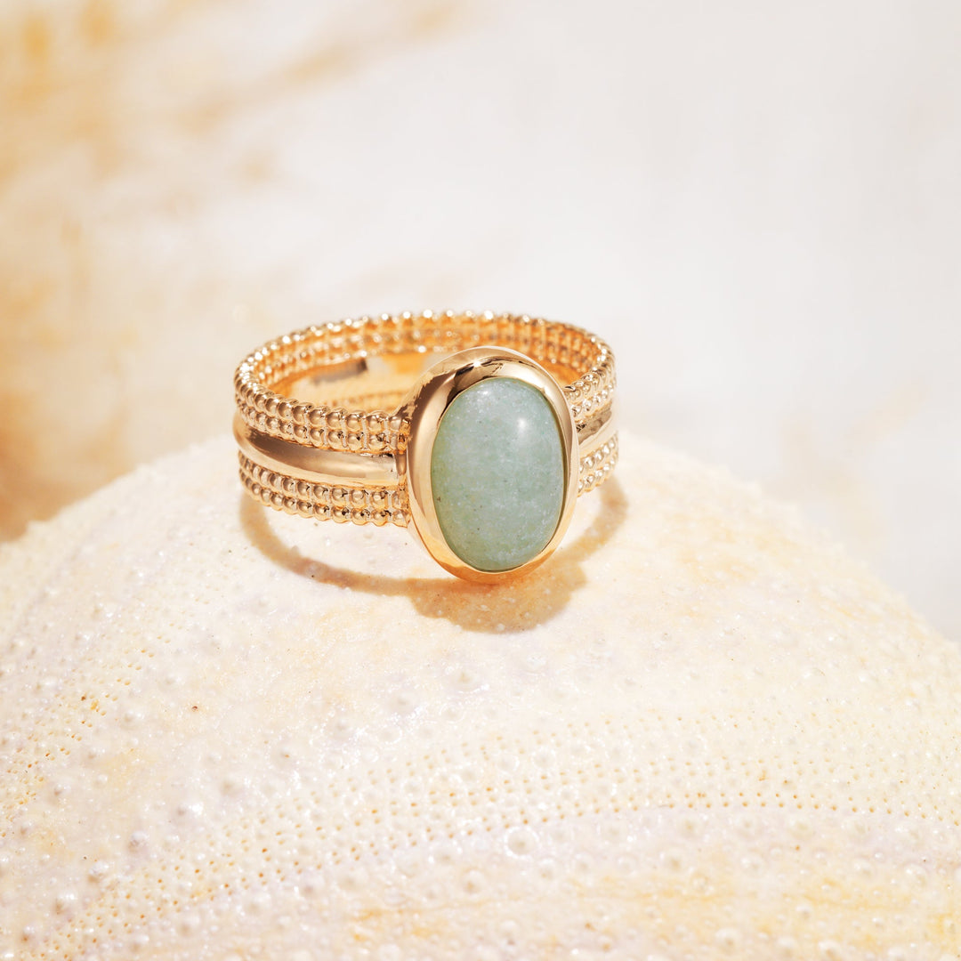Bague bohème sertie d'Aventurine en plaqué or L'atout chic