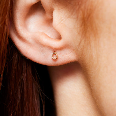 Puces d'oreilles gouttes ajourées en plaqué or