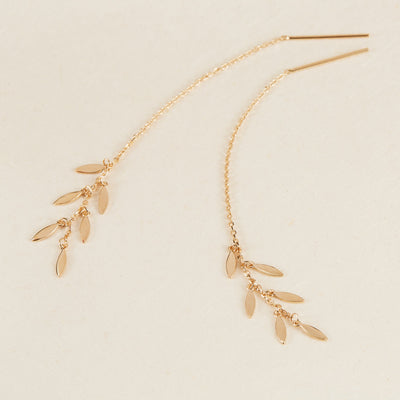 Boucles d'oreilles pendantes saule en plaqué or