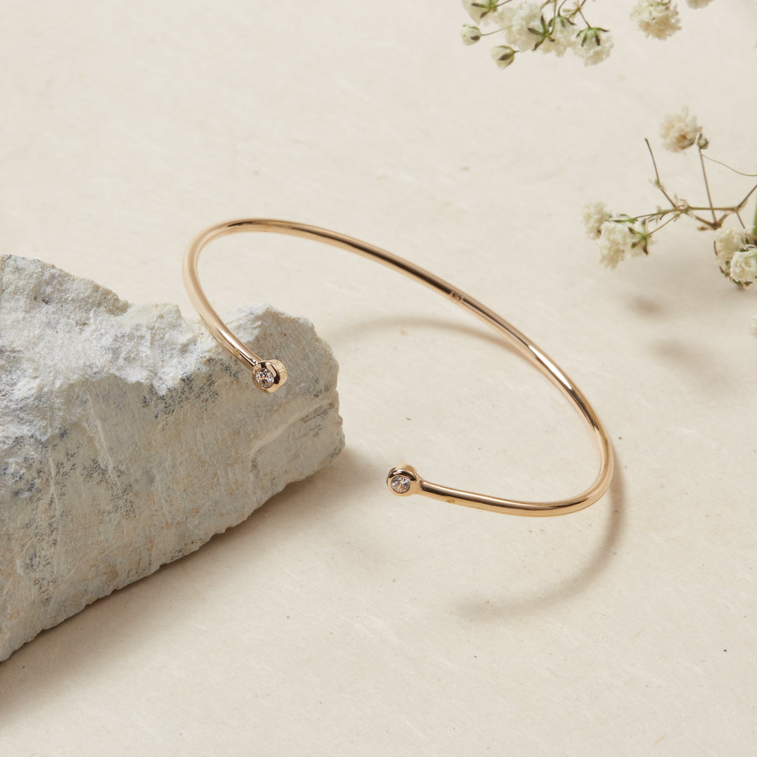 Jonc ouvert toi et moi oxyde de zirconium Plaqué or Simple et