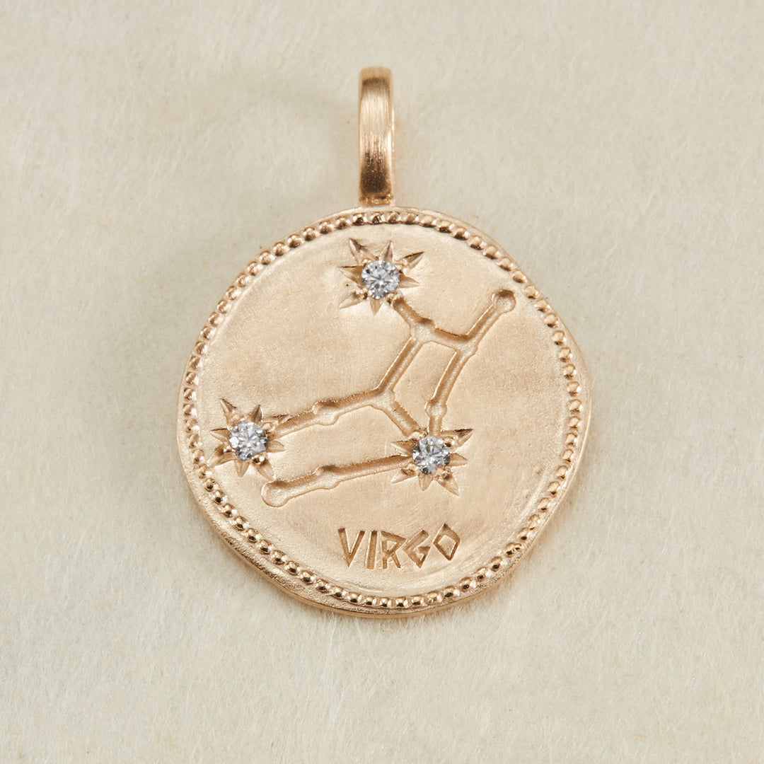 Pendentif Constellation Vierge oxyde de zirconium blanc en plaqué or